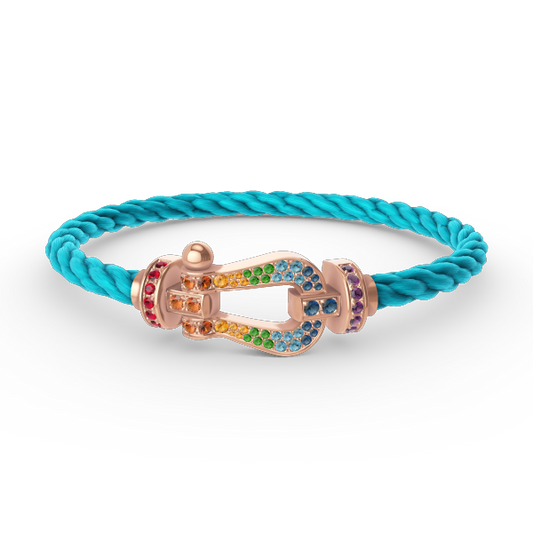 [Glow Muse]BRACELET FER À CHEVAL LARGE EN DIAMANTS DE COULEUR OR ROSE