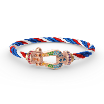 [Glow Muse]BRACELET FER À CHEVAL LARGE EN DIAMANTS DE COULEUR OR ROSE