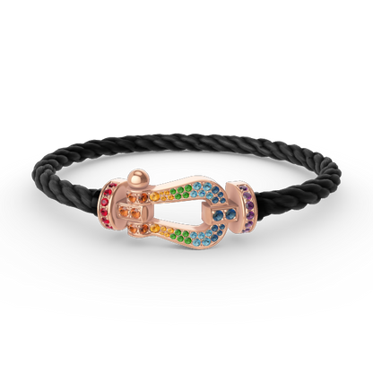 [Glow Muse]BRACELET FER À CHEVAL LARGE EN DIAMANTS DE COULEUR OR ROSE