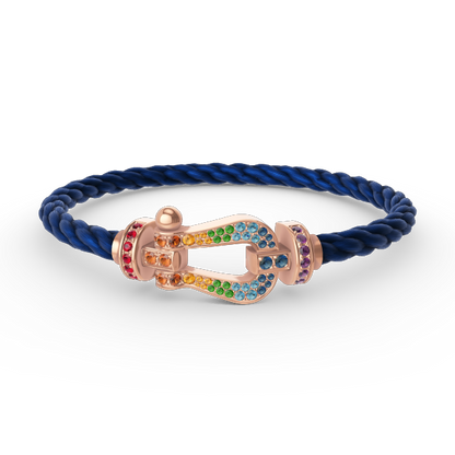 [Glow Muse]BRACELET FER À CHEVAL LARGE EN DIAMANTS DE COULEUR OR ROSE