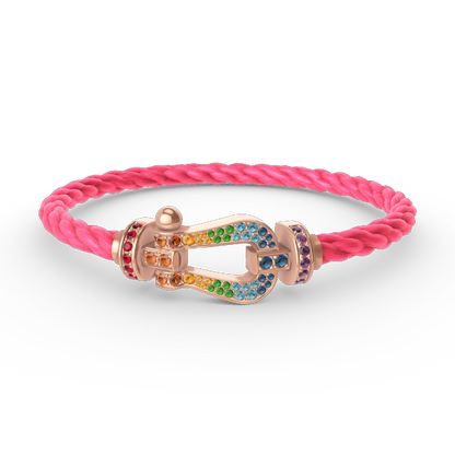 [Glow Muse]BRACELET FER À CHEVAL LARGE EN DIAMANTS DE COULEUR OR ROSE