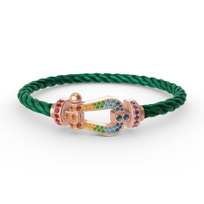 [Glow Muse]BRACELET FER À CHEVAL LARGE EN DIAMANTS DE COULEUR OR ROSE