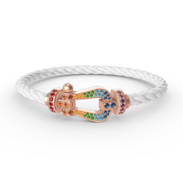 [Glow Muse]BRACELET FER À CHEVAL LARGE EN DIAMANTS DE COULEUR OR ROSE