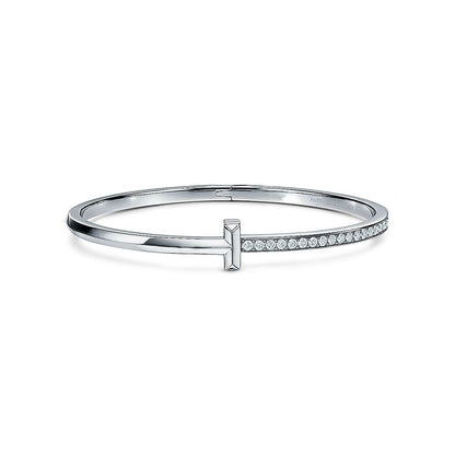 [Glow Muse ]NARROW T1 HINGED BANGLE DIAMOND SILVER