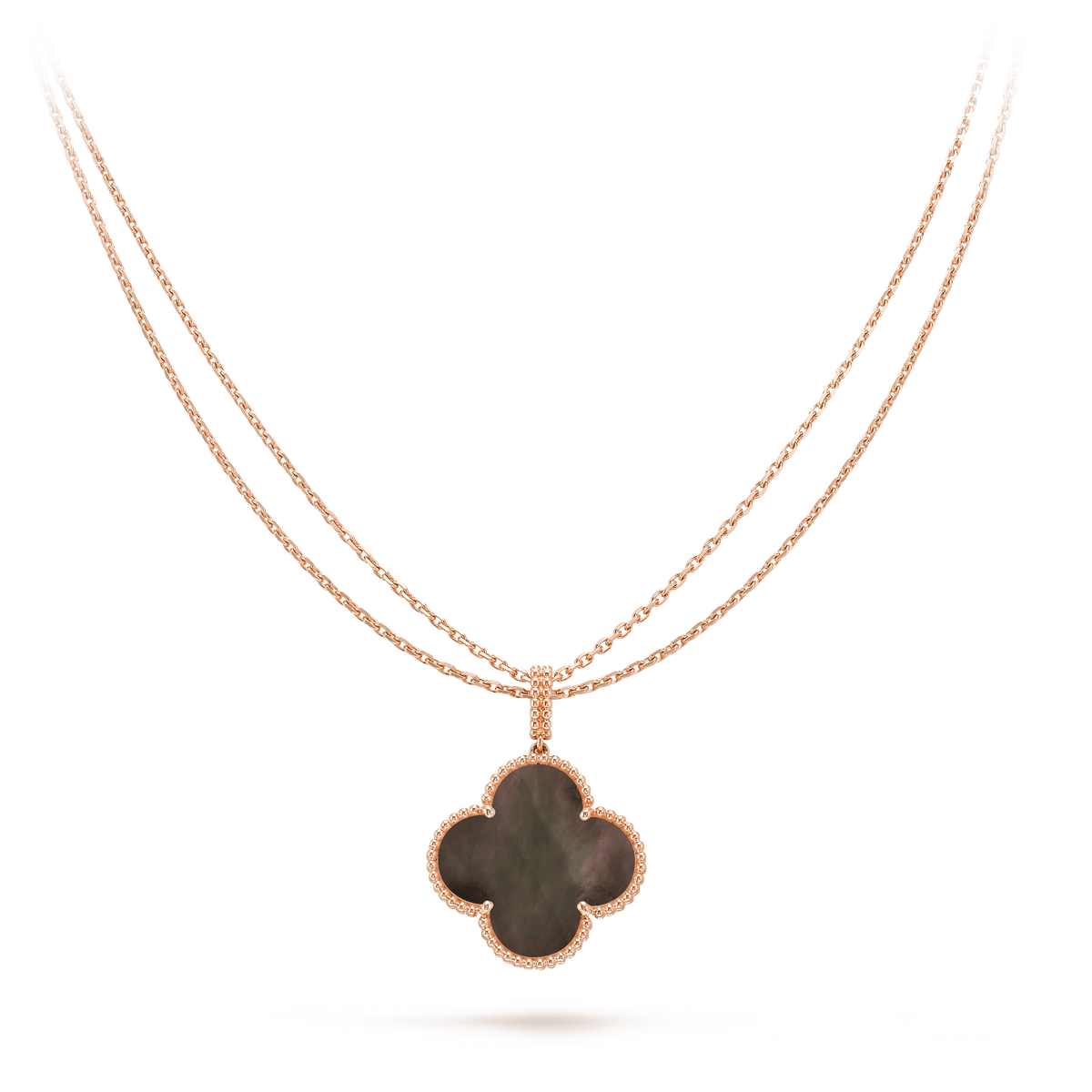 [Glow Muse] COLLIER GRAND TRÈFLE 25 MM EN OR ET NACRE FONCÉE