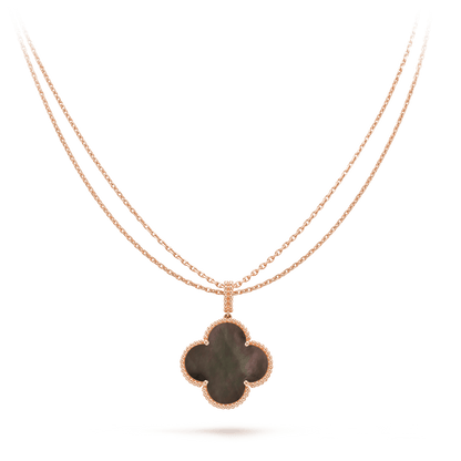 [Glow Muse] COLLIER GRAND TRÈFLE 25 MM EN OR ET NACRE FONCÉE