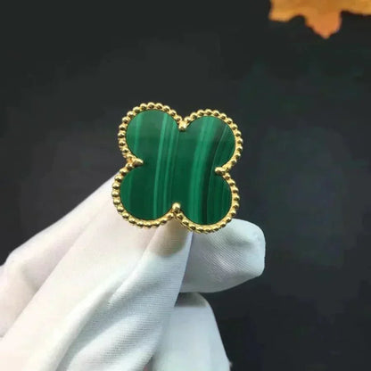 [Glow Muse]BAGUE TRÈFLE MALACHITE