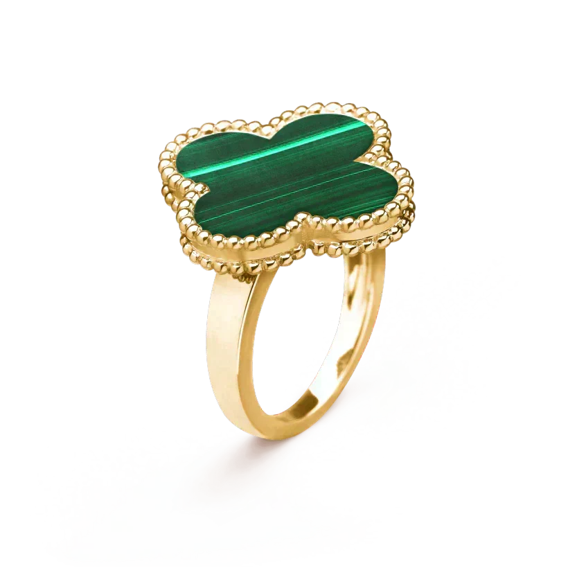[Glow Muse]BAGUE TRÈFLE MALACHITE