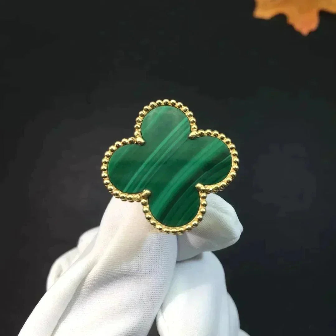 [Glow Muse]BAGUE TRÈFLE MALACHITE