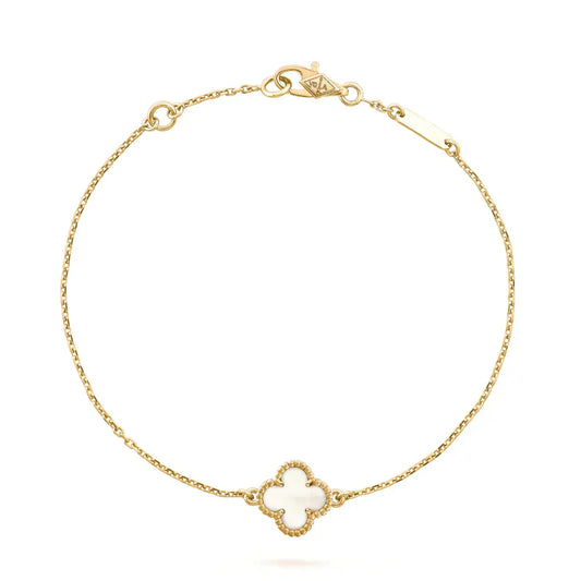 [Glow Muse]BRACELET FLEUR UNIQUE EN NACRE BLANC CLOVER