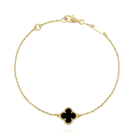 [Glow Muse]BRACELET FLEUR UNIQUE CLOVER ONYX