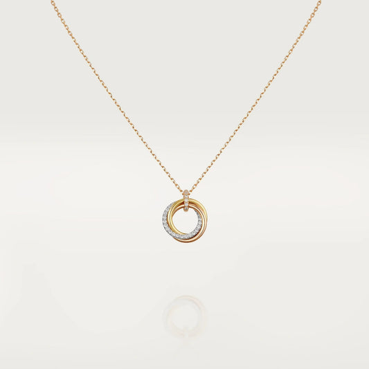 [Glow Muse]COLLIER TRINITY ARGENT OR OR ROSE DIAMANTS