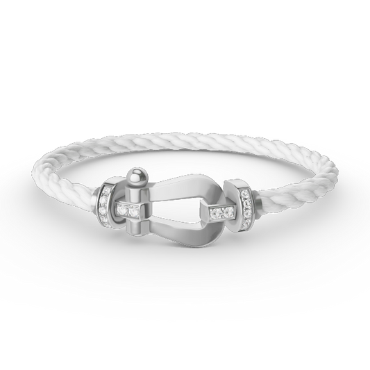 [Glow Muse]BRACELET FORCE GRAND FER À CHEVAL DEMI-DIAMANT ARGENT