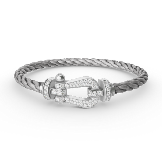 [Glow Muse]BRACELET FER À CHEVAL GRAND MODÈLE ENTIÈREMENT PAVÉ DE DIAMANTS ARGENT