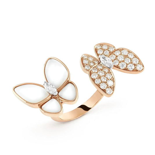 [Glow Muse] BAGUE DOUBLE PAPILLON EN NACRE ET DIAMANTS